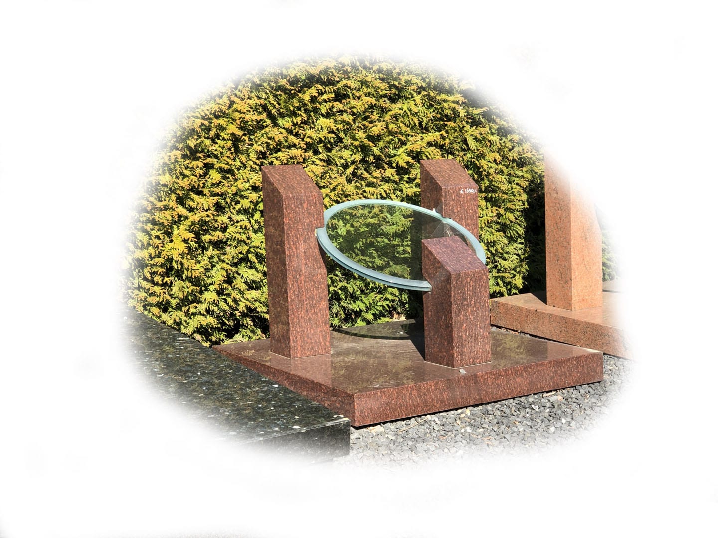 Grafsteen Catseye graniet met glasplaat 72