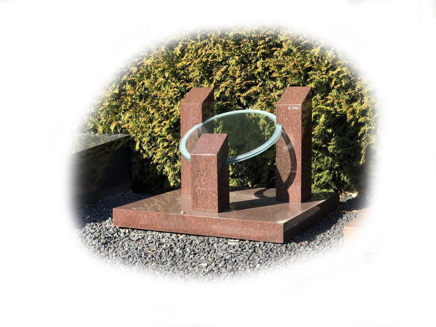 Grafsteen Catseye graniet met glasplaat 72