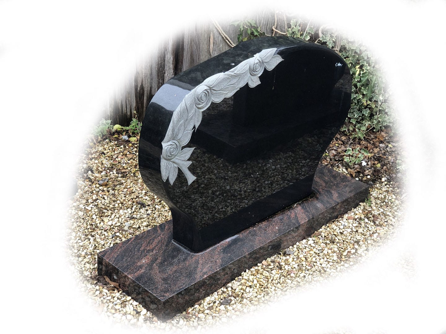 Grafsteen Zwart & Aurora Red graniet 60