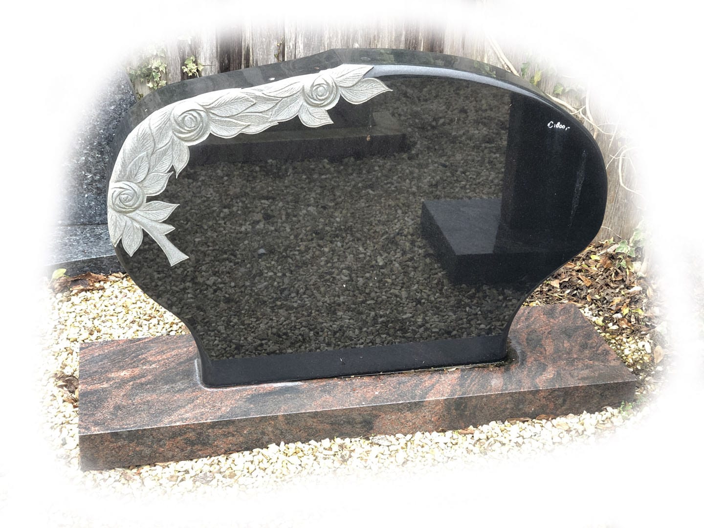 Grafsteen Zwart & Aurora Red graniet 60