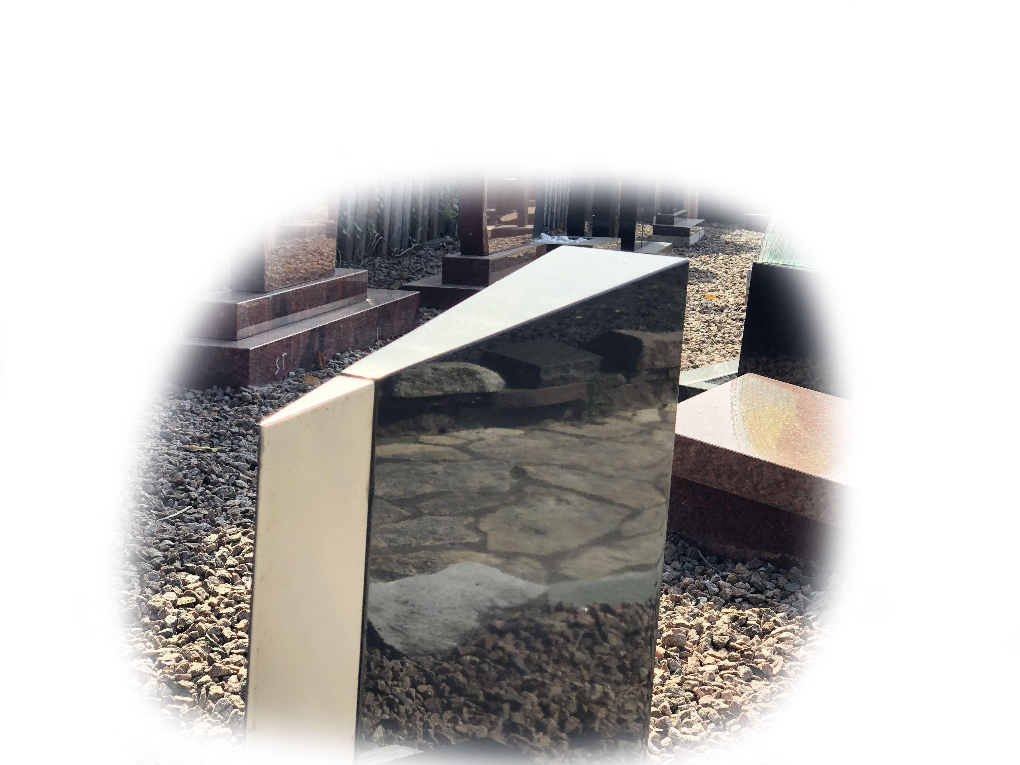 Grafsteen Zwart graniet & RVS 10