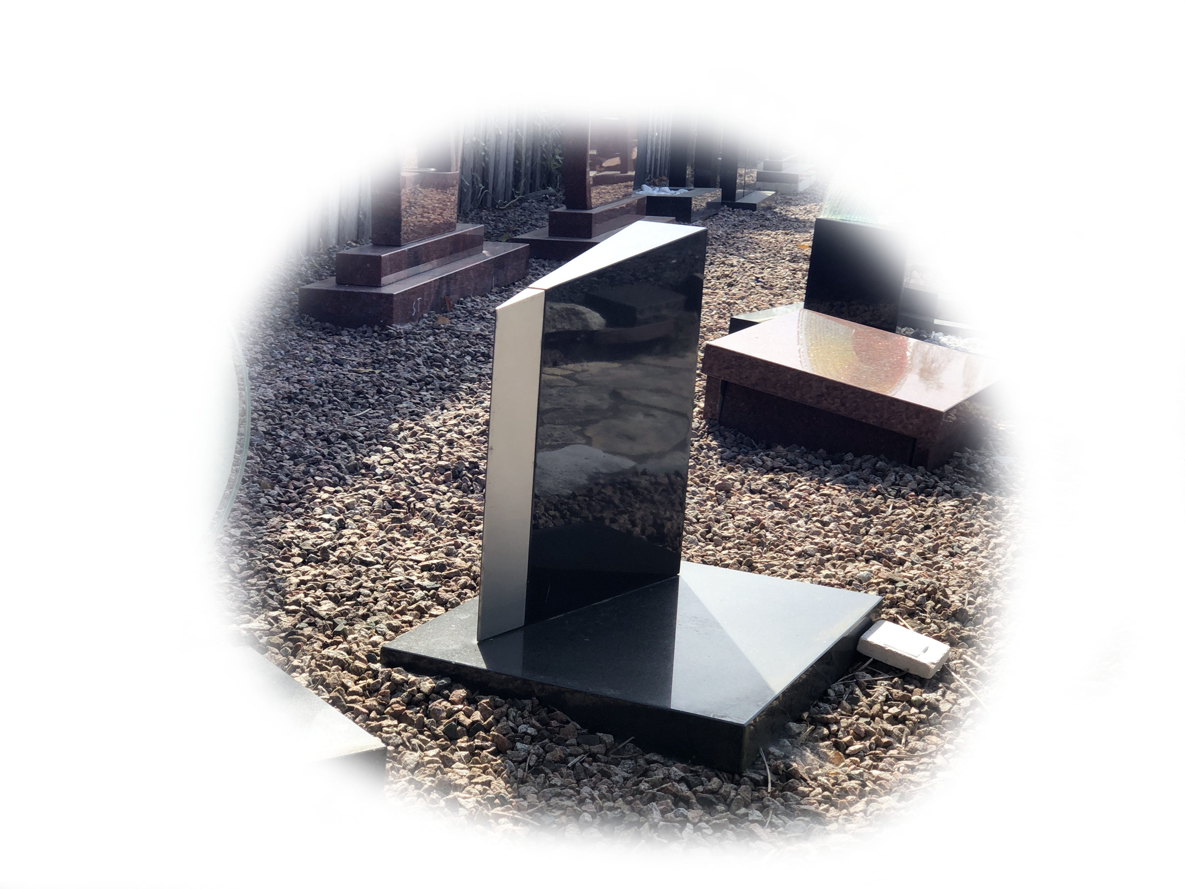 Grafsteen Zwart graniet & RVS 10