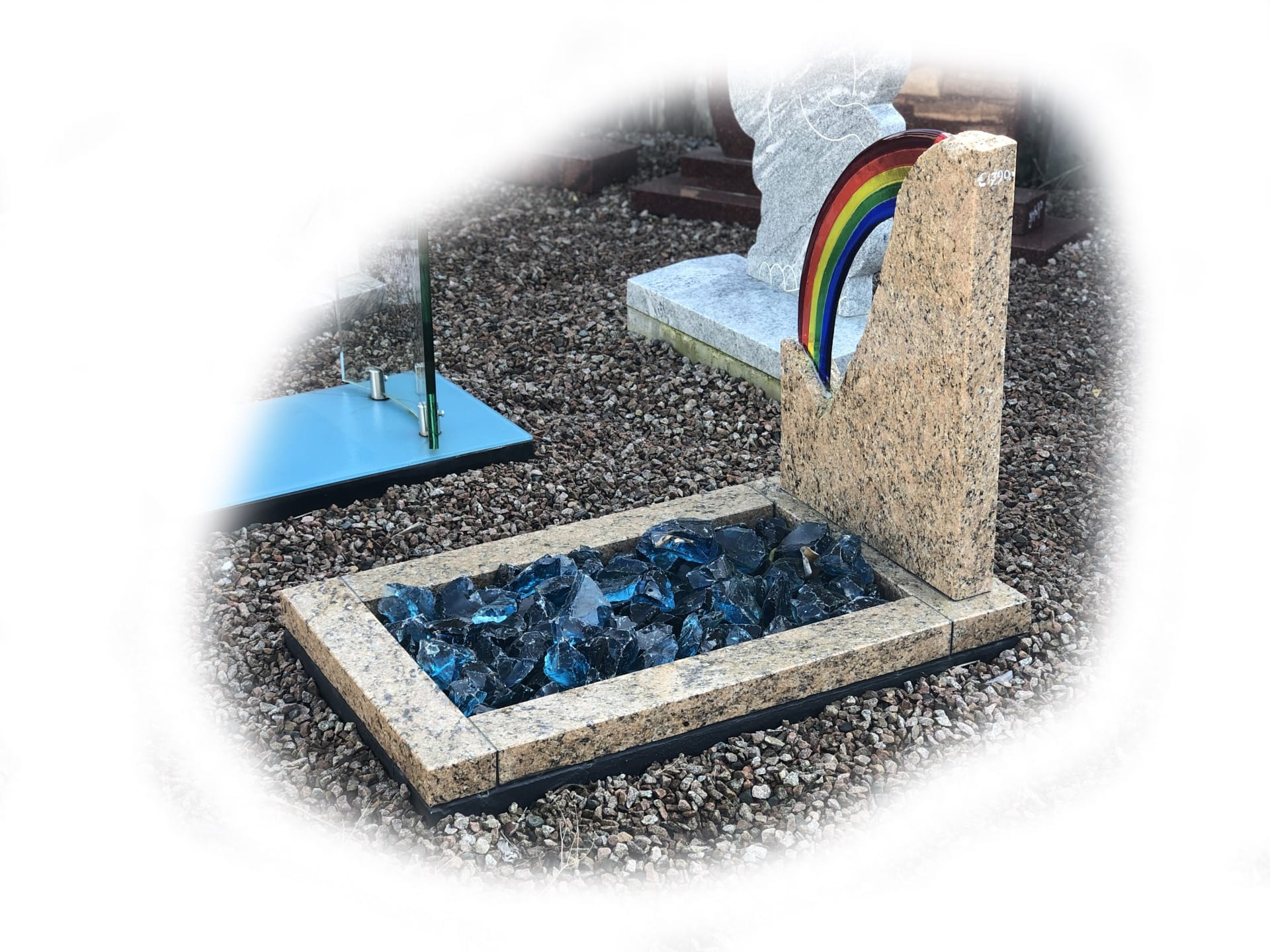 Grafsteen Giallo Veneziano met regenboog 35