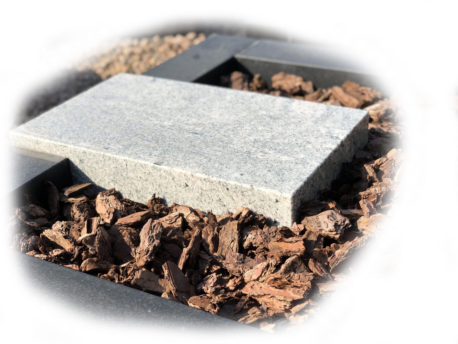 Grafsteen Viscount White en Zwart Graniet 65