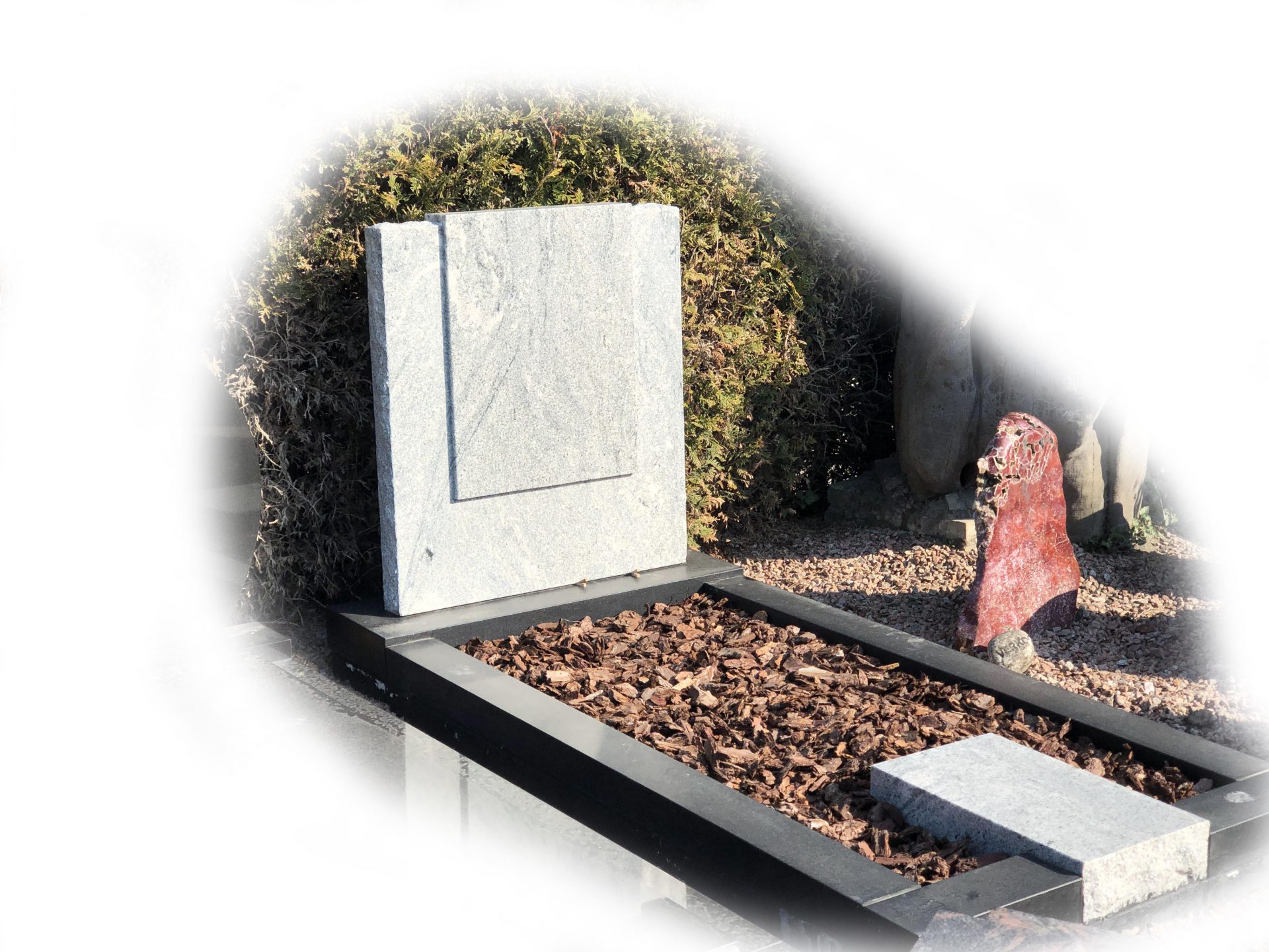 Grafsteen Viscount White en Zwart Graniet 65