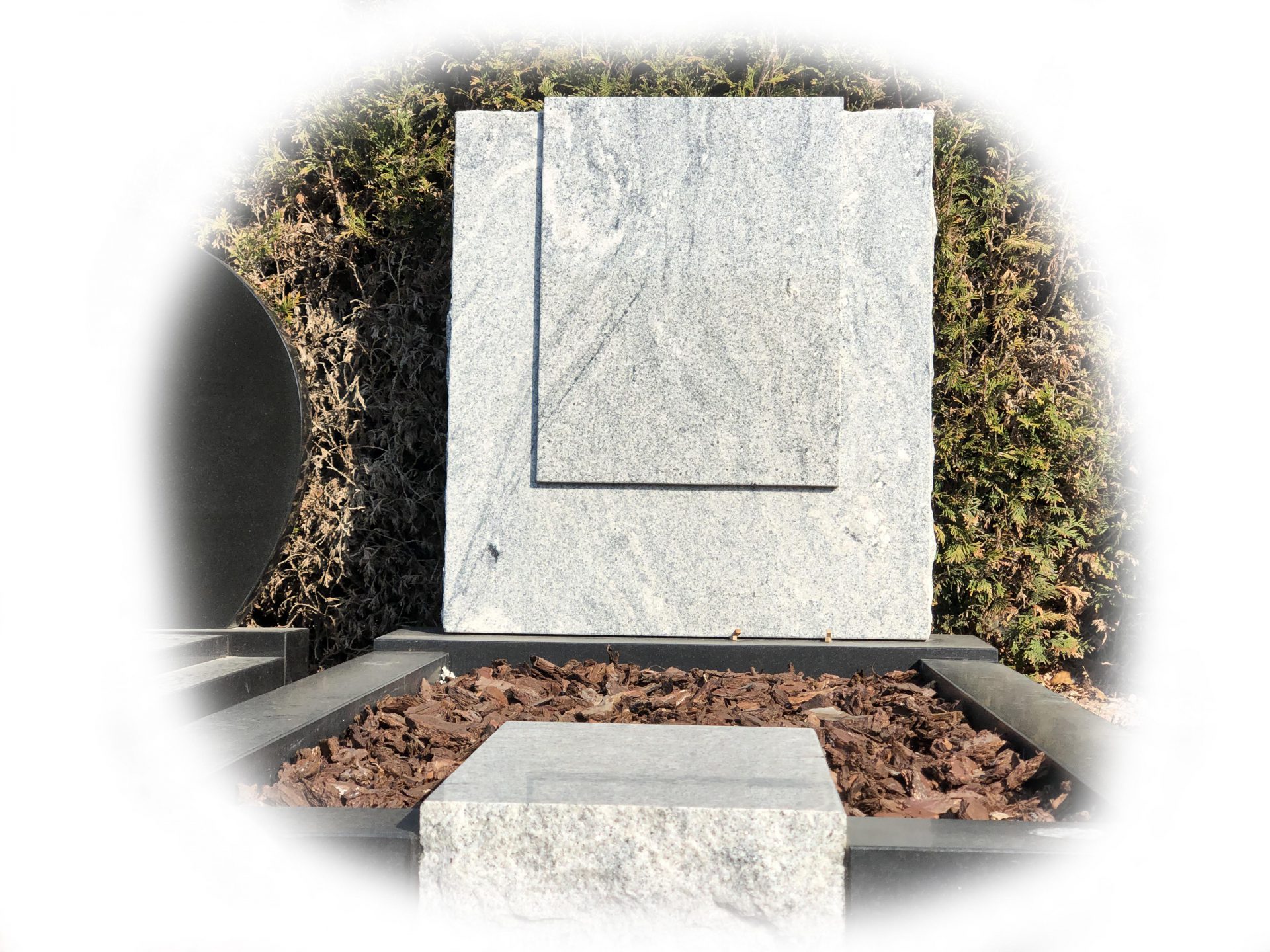 Grafsteen Viscount White en Zwart Graniet 65